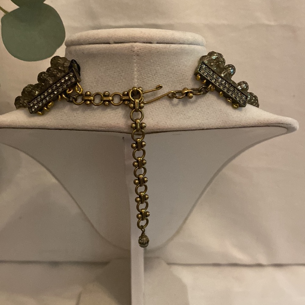 Heidi Daus beaded smoky quartz 6 strand Belgium Disc pendant choker necklace - Picture 6 of 15